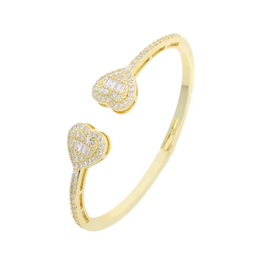 open heart bangle bracelet Baguette heart cuff bracelet